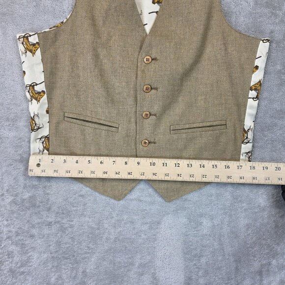 Western Horse Head Vest Mens Medium Brown Tan 5 Button Cowboy Themed 80s Retro - Picture 5 of 6